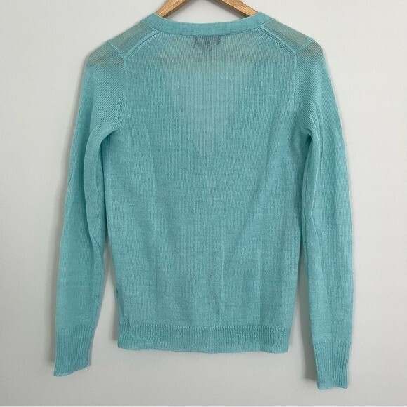 J. Crew Italian Spun Alpaca Blend Jewel Button Cardigan Aquamarine, Size XS NWOT - Picture 4 of 9